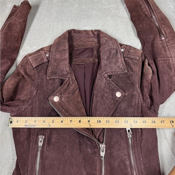 Blank NYC SL8 100% Leather Plum Purple Brown Zip Front Collared Moto Jacket S - Picture 9 of 16